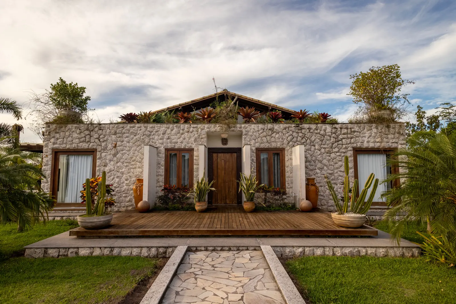The entrance front of a new residence, finished and handed over